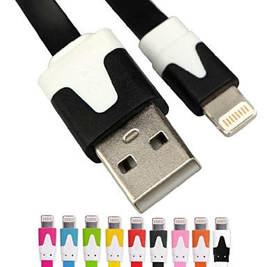 DSB® Flat Noodle USB A to 8-Pin Charging Sync Data Cable for iPhone5/5S/5C/6 iPad Air (3.3 Feet/1.0 Meter)