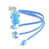 Colorful USB Car Charger with 3-in-1 Portable Travel Cable