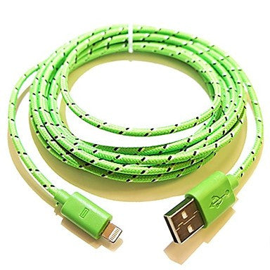 iOS 7 Compatible 8 Pin to USB Woven Cable for iPhone 6 iPhone 6 Plus iPhone 5/5S and Others (300cm, Assorted Colors)