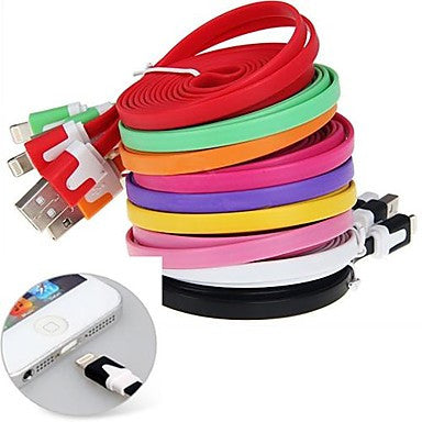 Colorful Noodle Style Apple 8 Pin 3M Sync Charger USB2.0 Cable for iPhone 6 iPhone 6 Plus iPhone 5 (300cm)