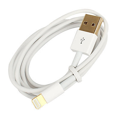 Gold Plated 8 Pin USB Charge and Sync Cable for iPhone 5/5S, iPad Mini, iPad 4, iPods (White, 100cm)