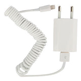 EU Plug AC Wall Charger with Apple 8 Pin Coiled Cable