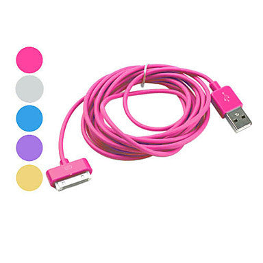 Colorful USB Cable for iPhone, iPad & iPod (Assorted Color,Apple 30 pin, 300cm)