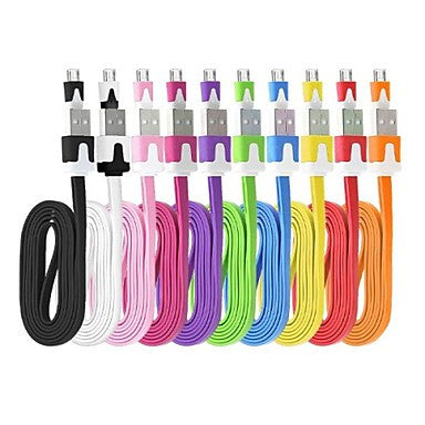 Flat Noodle Micro USB Charge Cable for Samsung Galaxy S4/S3/S2 and HTC/Sony/LG/Nokia(200cm Length)