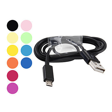 USB Male to Micro USB Male Cable for Samsung Galaxy S4/S3/S2 and HTC/Nokia/Sony/LG (Assorted Colors)