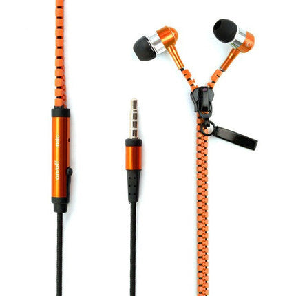 3.5 mm Audio Jack Zipper Design In-ear Headphones with Microphone