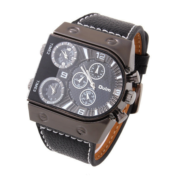 Men's Robot Shape Round Dial PU Band Quartz Analog Fashion Watch