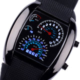 New Arrival Fashion Aviation Turbo Dial Flash LED Watch Gift Mens Lady Sports Car Meter 