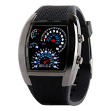 New Arrival Fashion Aviation Turbo Dial Flash LED Watch Gift Mens Lady Sports Car Meter 