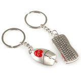 Mouse and Keyboard Shaped Metal Keychain