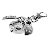 Silver Flip Open Owl Keychain Watch