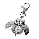 Silver Flip Open Owl Keychain Watch