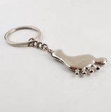 Metal Silver Foot Keychain