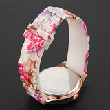 Women's Watch Fashion Colorful Flower Pattern Silicone Band