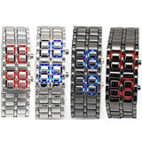 Fashion Men Women Lava Iron Samurai Metal LED Faceless Bracelet Watch Wristwatch