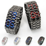 Fashion Men Women Lava Iron Samurai Metal LED Faceless Bracelet Watch Wristwatch