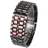 Fashion Men Women Lava Iron Samurai Metal LED Faceless Bracelet Watch Wristwatch