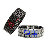 Fashion Men Women Lava Iron Samurai Metal LED Faceless Bracelet Watch Wristwatch