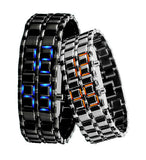 Fashion Men Women Lava Iron Samurai Metal LED Faceless Bracelet Watch Wristwatch