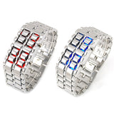 Fashion Men Women Lava Iron Samurai Metal LED Faceless Bracelet Watch Wristwatch