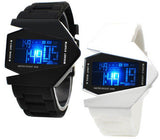 Aircraft LED Watches Digital Hours Stainless Steel Case Sports Watch Back Light rubber Strap Casual watches