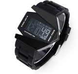 Aircraft LED Watches Digital Hours Stainless Steel Case Sports Watch Back Light rubber Strap Casual watches