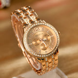 Geneva Watch Full Steel Watches Women dress Rhinestone Analog wristwatches Ladies Quartz watches