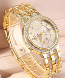 Geneva Watch Full Steel Watches Women dress Rhinestone Analog wristwatches Ladies Quartz watches