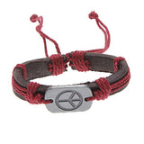 Unisex Peace Sign Fabric Leather Bracelet
