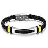 Hot Sale Fashion jewelry Stainless Steel Men Bracelet Silver/Gold PU leather Bracelets Bangles for men