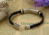 Hot Sale Fashion jewelry Stainless Steel Men Bracelet Silver/Gold PU leather Bracelets Bangles for men