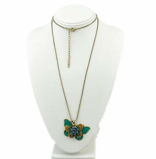 Fashion vintaged Double butterfly pendant necklace Statement jewelry for women