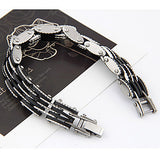 Men's Silver Plated Alloy Multi-row Connected Bracelet