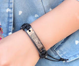Cross scripture bracelet genuine leather unisex bracelets & bangles