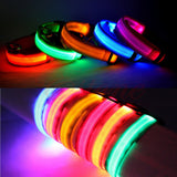 Adjustable Pet Dog Flashing LED Lights Safety Nylon Night Glow Collar