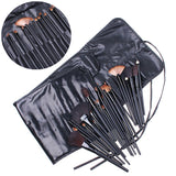 Professional 32 PCS Cosmetic Facial Make up Brush Kit Wool Makeup Brushes Tools Set with Black Leather Case