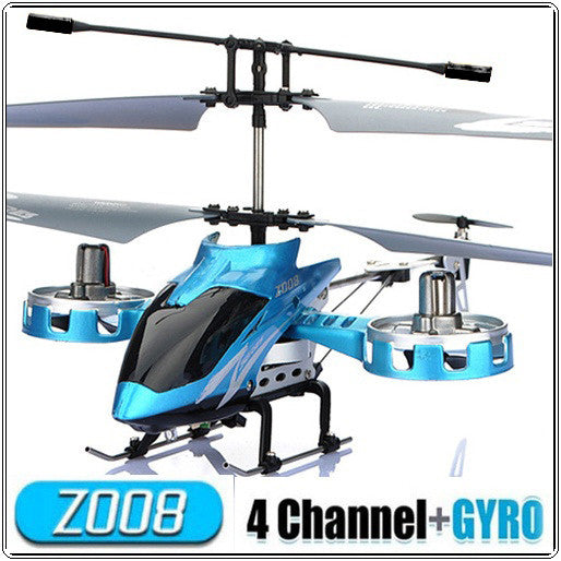 New Toy Blue AVATAR Z008 4CH Mini Metal 4 Channel RC Remote Control Helicopter with LED Light