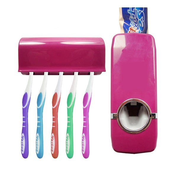 Fashion Automatic Toothpaste Dispenser +Toothbrush Holder Set Family Set Wall Mount