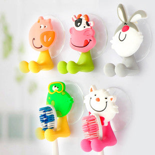 Cute Cartoon sucker toothbrush holder / suction hooks /household items /bathroom/toothbrush rack/bathroom set 5pcs/lot