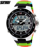 Casual Men Sports Watch 2 Time Zone Digital Quartz Watch Fashion Dress Wristwatches LED Dive Military Watches