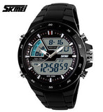 Casual Men Sports Watch 2 Time Zone Digital Quartz Watch Fashion Dress Wristwatches LED Dive Military Watches