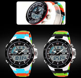 Casual Men Sports Watch 2 Time Zone Digital Quartz Watch Fashion Dress Wristwatches LED Dive Military Watches