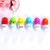 6PCS Cute Smiling Face Pill Ball Point Pen Pencils Telescopic Vitamin Capsule Ballpen for School Use