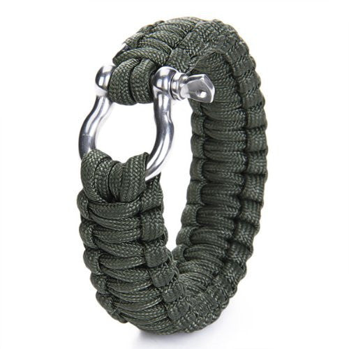 Survival Bracelet with Stainless Steel Bow Shackle Paracord BucklesTravel Kit Survival Tool For Camping