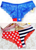 New Hot Womens Ladies Sexy Pants Flag Print Back Lace Briefs Underwear Knickers