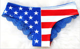 New Hot Womens Ladies Sexy Pants Flag Print Back Lace Briefs Underwear Knickers