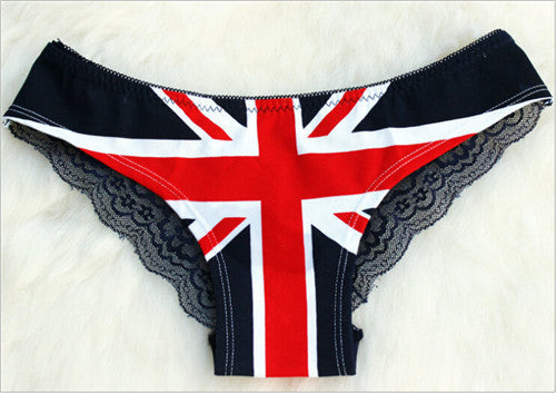New Hot Womens Ladies Sexy Pants Flag Print Back Lace Briefs Underwear Knickers