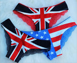 New Hot Womens Ladies Sexy Pants Flag Print Back Lace Briefs Underwear Knickers