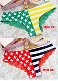 New Hot Womens Ladies Sexy Pants Flag Print Back Lace Briefs Underwear Knickers