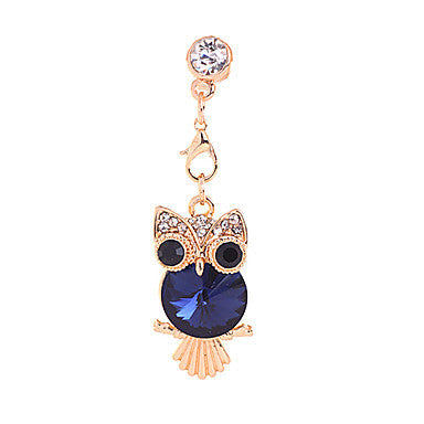 Crystal Owl Alloy Chain Zircon Anti-dust Plug